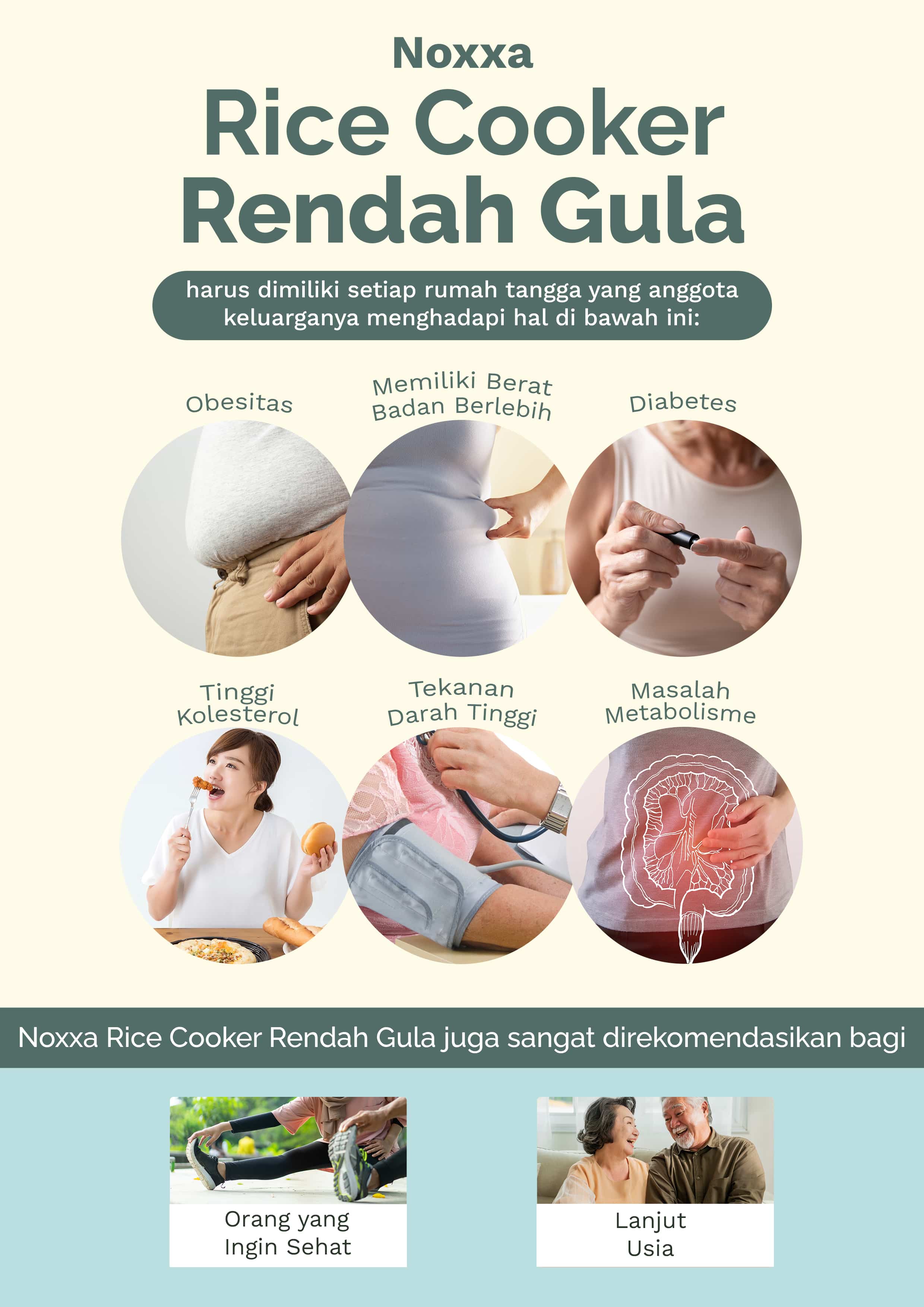 noxxa rice Cooker rendah gula juga sangat direkomendasikan bagi orang yang ingin sehat dan lanjut usia