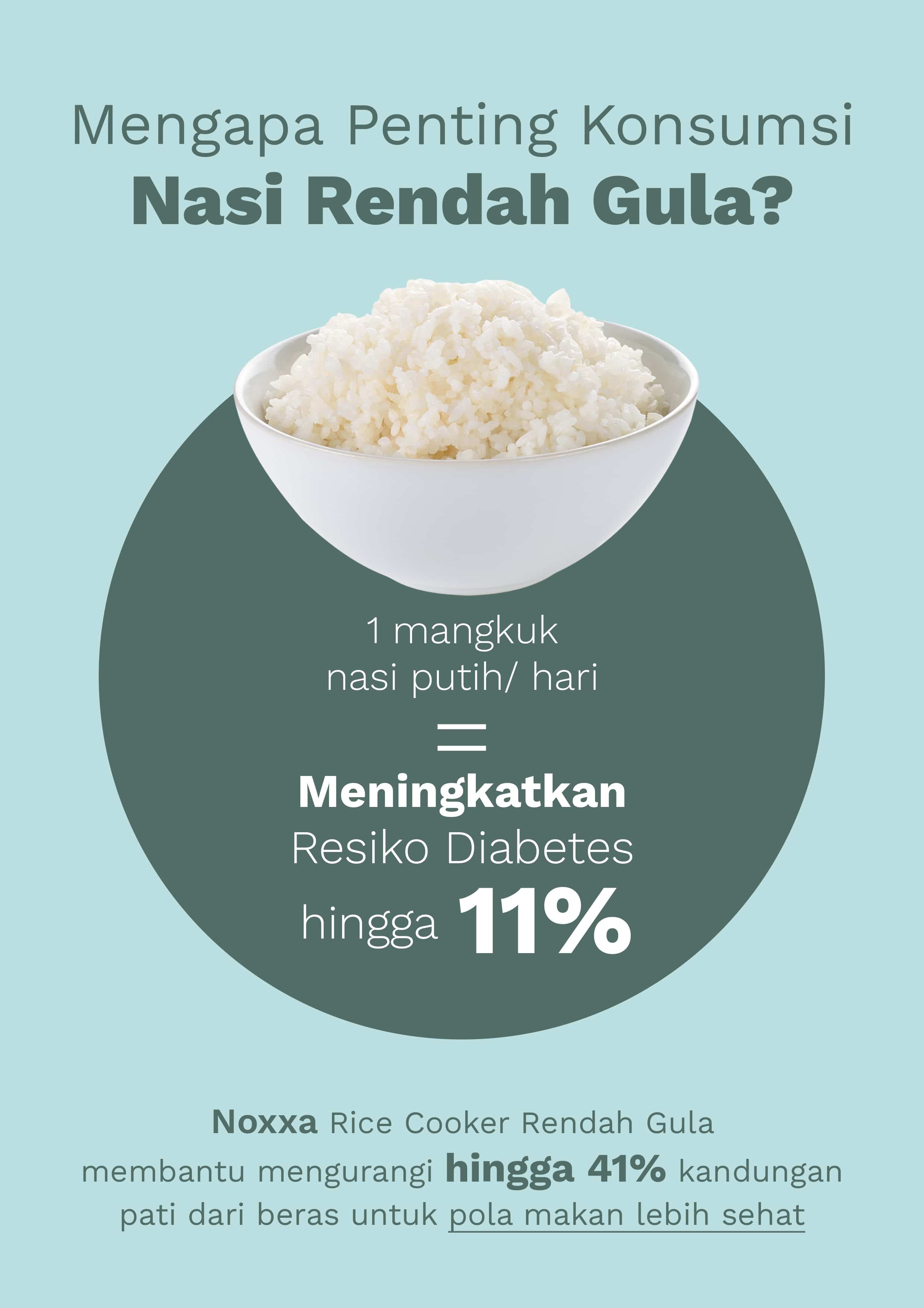 Berkat teknologi pemisahan pati, nasi yang dihasilkan lebih rendah gula, sehingga aman untuk penderita diabetes atau mereka yang mengontrol asupan gula